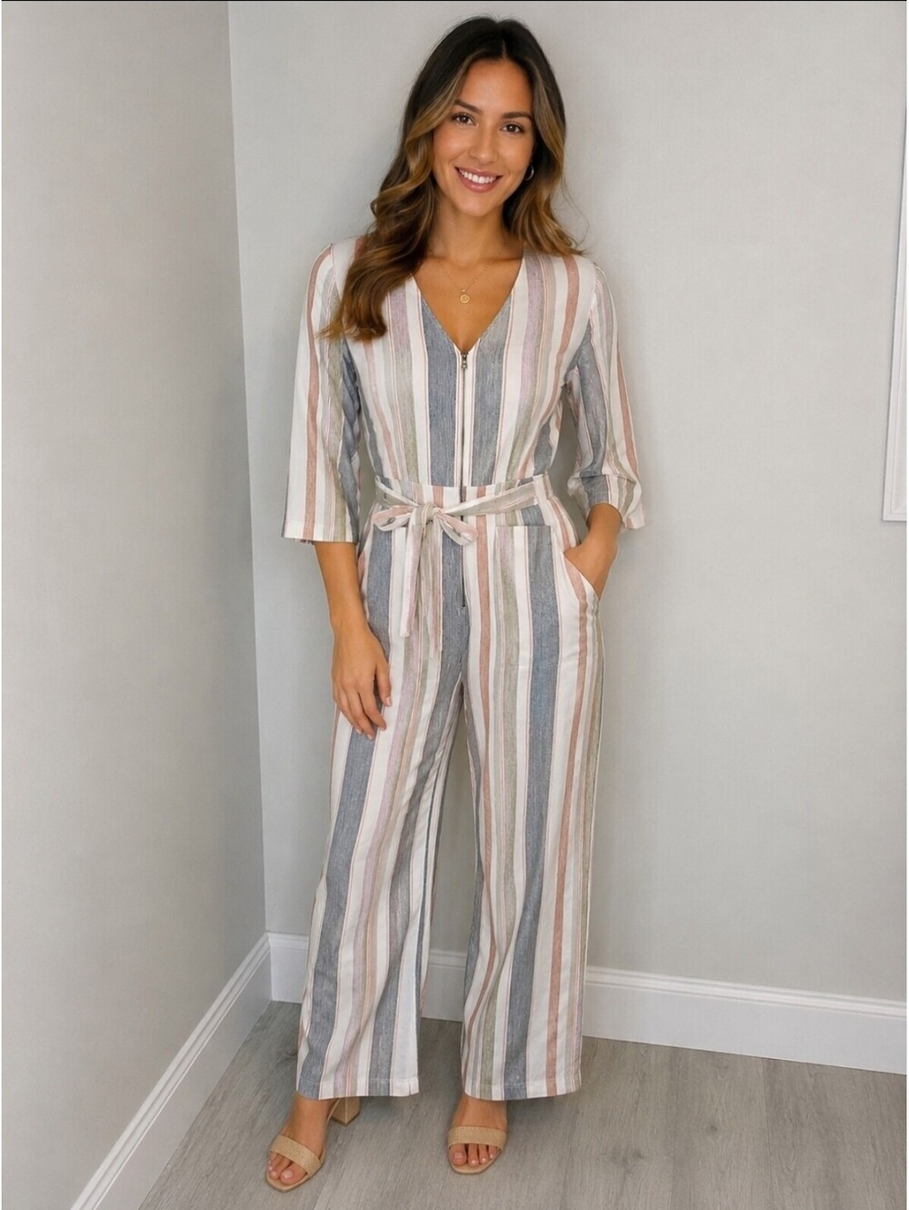 Madewell White/Red Striped Jumpsuit Size 2